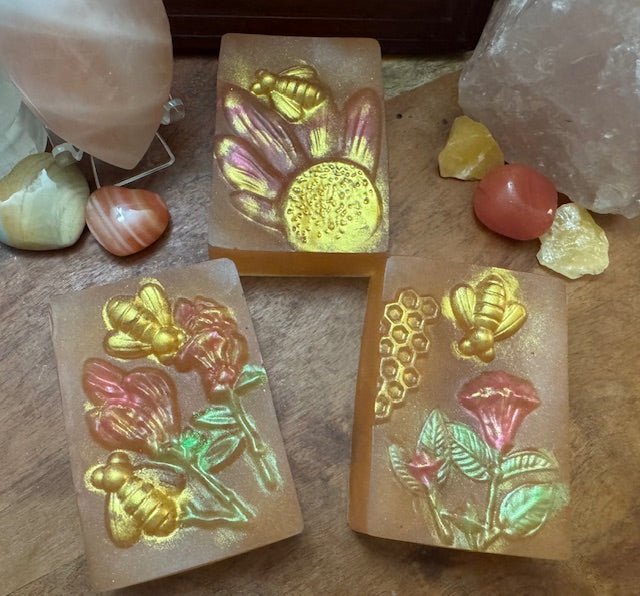 Honey Base Soap- Oatmeal Milk & Honey- Honey Bees & Flowers