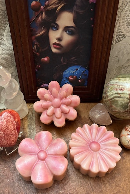 Goat's Milk Soap- Cherry Vanilla Almonds- Geometric Flowers