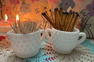 Hobnail Milk Glass Mini Sugar & Creamer Set