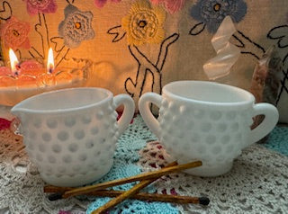 Hobnail Milk Glass Mini Sugar & Creamer Set