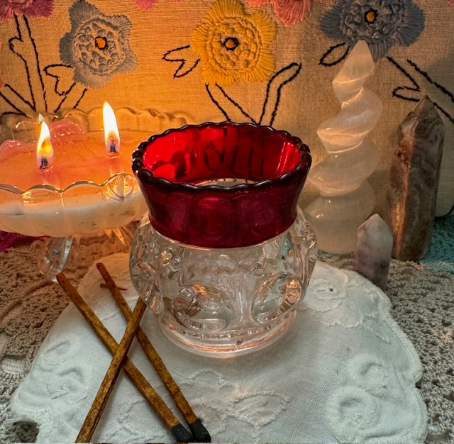 Ruby Red Kings Crown Bud Vase