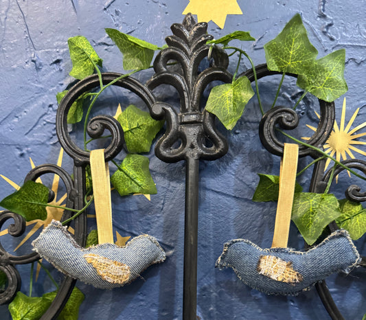 Denim Bluebirds Ornaments