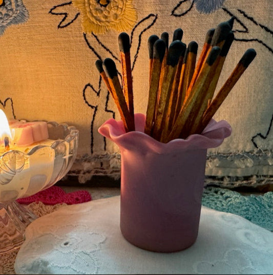 Pink Satin Ruffle Bud Vase
