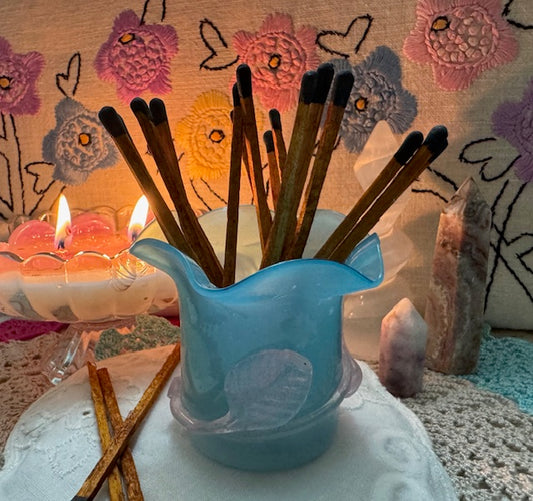 Blue Opalescent Bud Vase