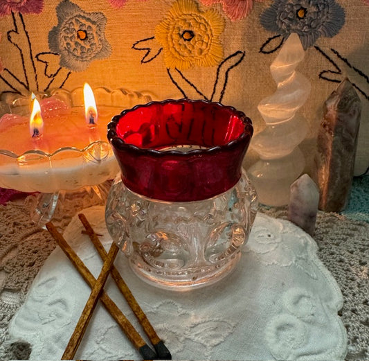 Ruby Red Kings Crown Bud Vase
